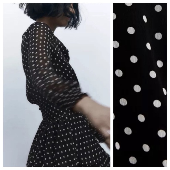 NWT Polka Dot Print Short Dress With Ruffles. Size M. - Picture 3 of 9